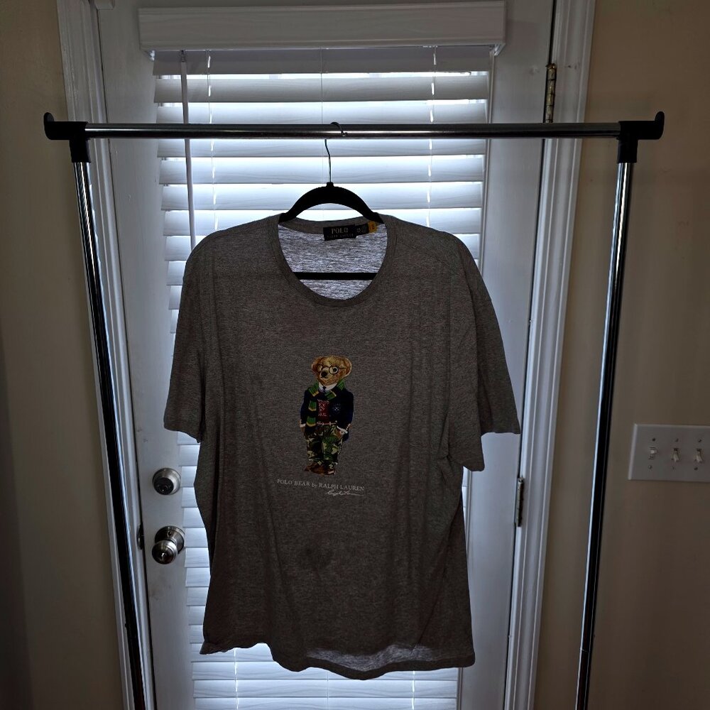 Ralph Lauren Men's Bear Collegiate Camo Tee - Gray Size 2x